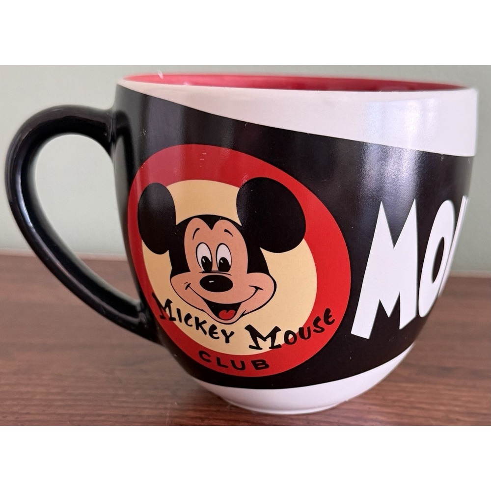 Disney Store Mickey Mouse Club Mouseketeers Red Black Coffee Cup Mug EUC